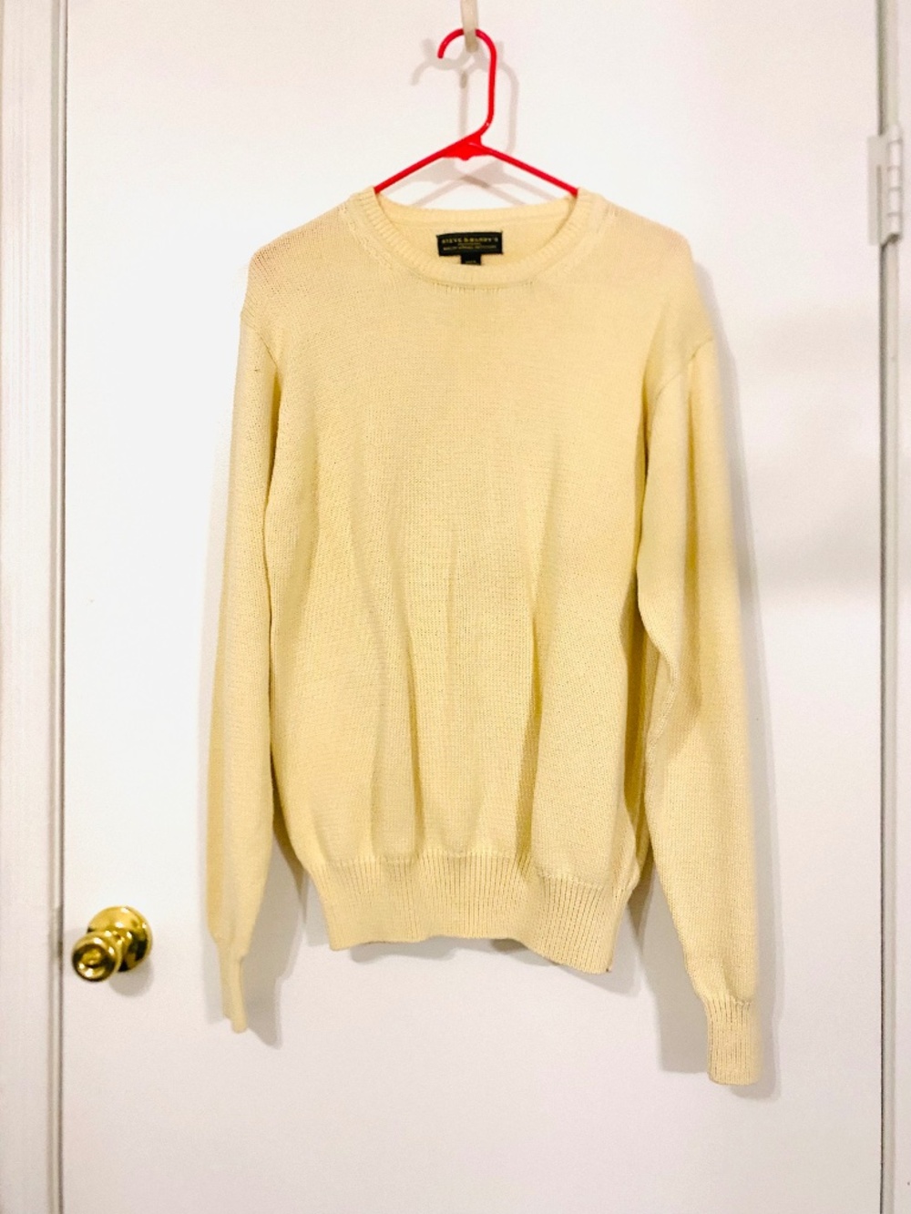 STEVE & BARRYS MENS 100% COTTON SWEATER BUTTERCREAM SZ M ROUNDNECK L/SLEEVE